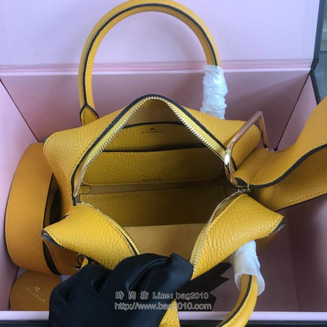 DELVAUX女包 Delvau單肩斜挎包 半手工Cool box 小號 德爾沃女手提包 手拎包 太陽黃  fcs1195